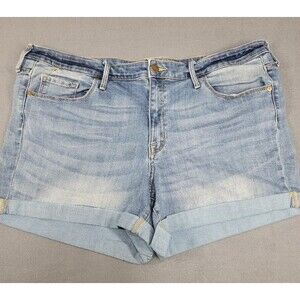 Mossimo Women Midi Shorts Mid Rise Cuffed Hem Super Stretch Medium Blue Size 18